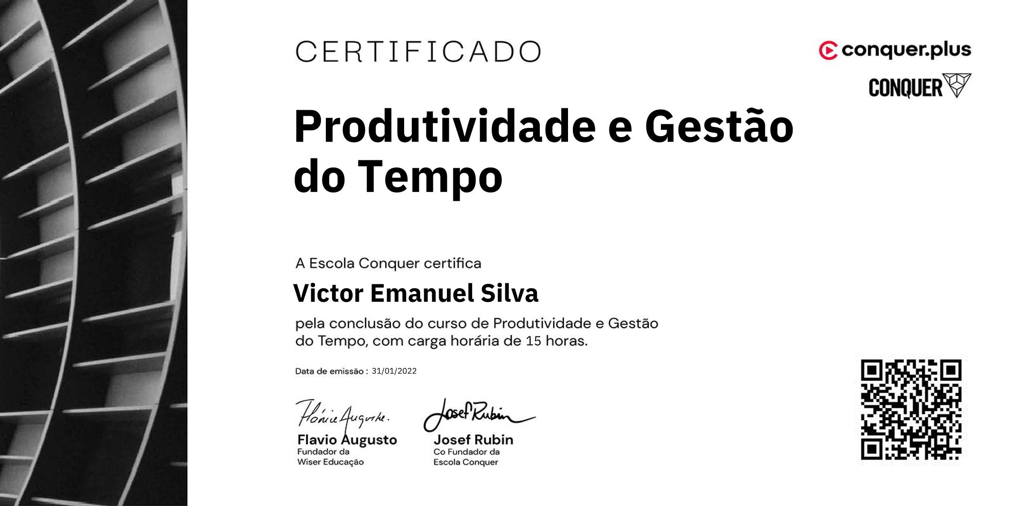 Certificado de Produtividade e Gestão do Tempo